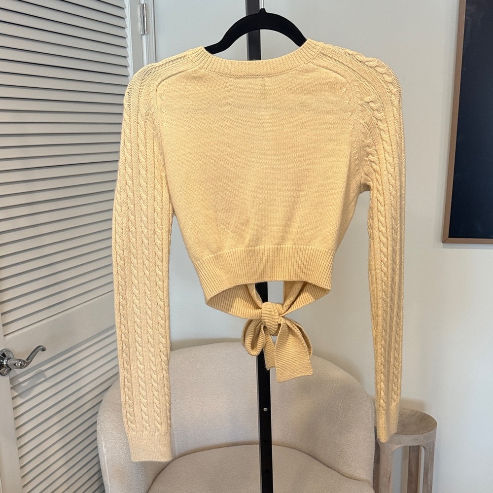 Tularosa open-back knit cropped sweater top